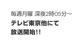 毎週月曜 深夜2時05分〜 テレビ東京他にて放送開始！！